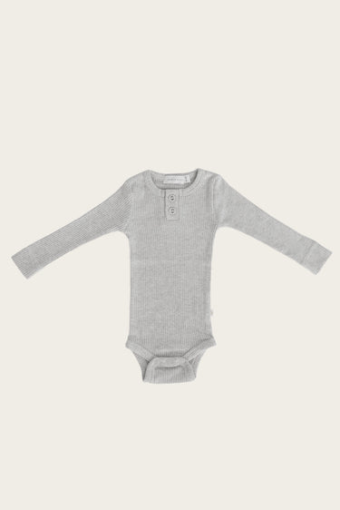 Jamie Kay Organic Ribbed Bodysuit, Light Grey Marble